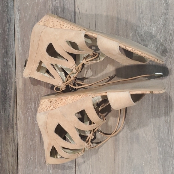 Sam Edelman Dean Suede back zip lace up sandals shoes flats sz 8 - Picture 7 of 14